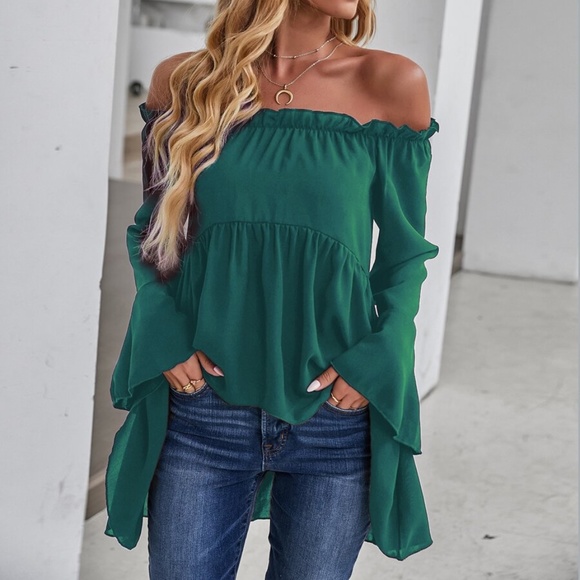 Boho Casual Off Shoulder Bell Sleeve Top - Picture 7 of 12